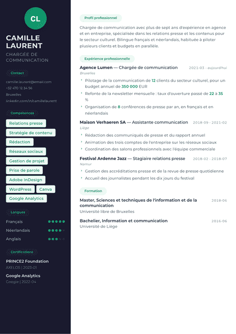 Modèle de CV Oslo