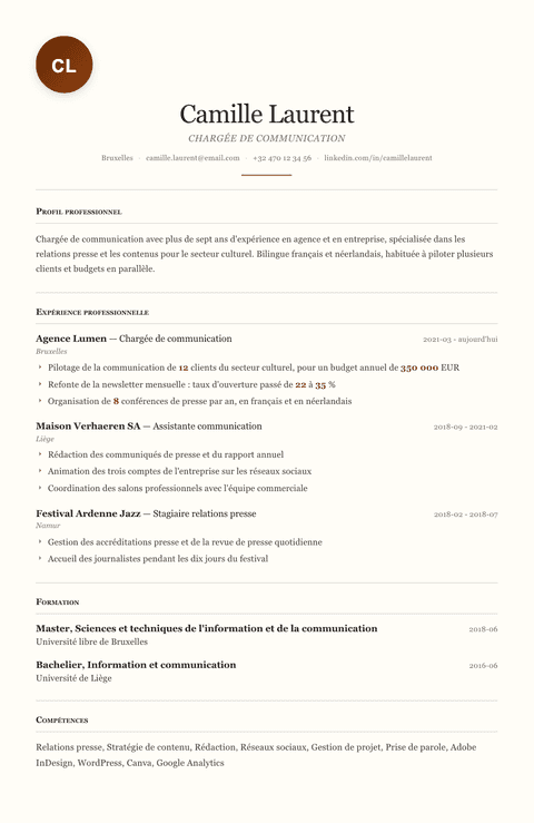 Modèle de CV Paris