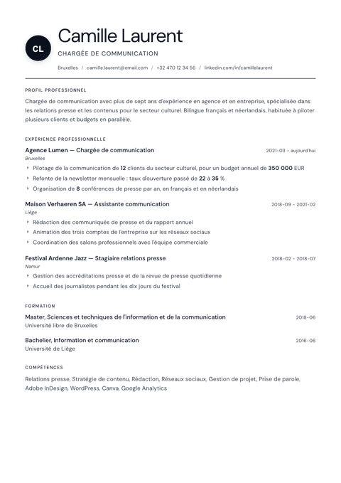 Modèle de CV Stockholm