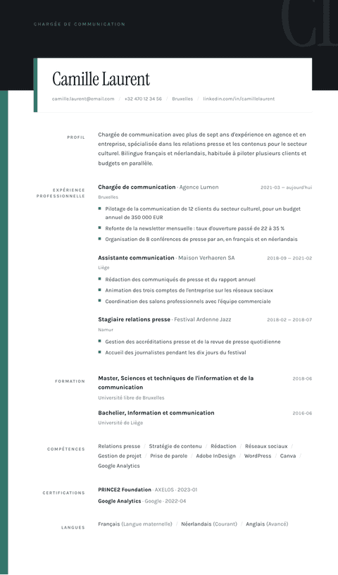 Modèle de CV Quarto