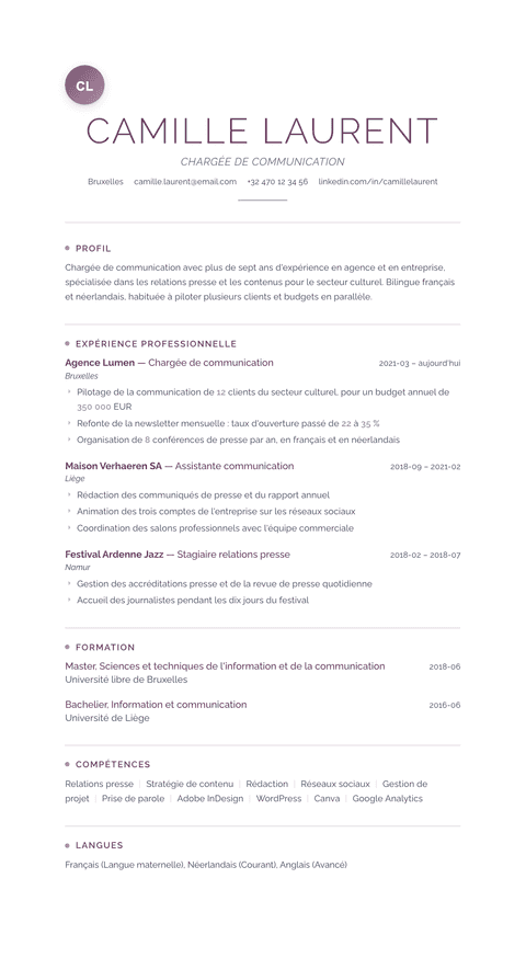Modèle de CV Serenity
