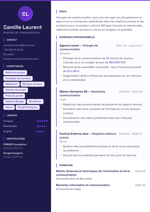 Modèle de CV Solstice
