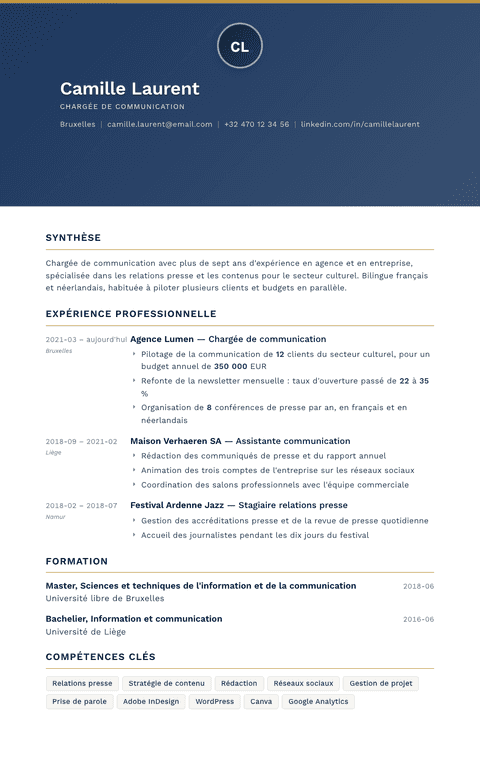 Modèle de CV Sovereign