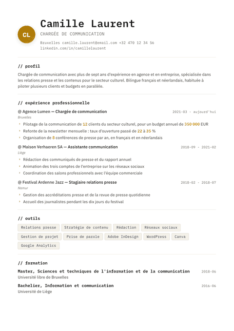 Modèle de CV Terminal