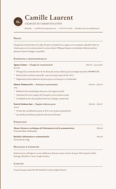 Modèle de CV Vintage