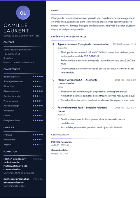 Modèle de CV Zenith