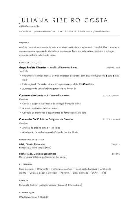 Modelo de currículo Atelier