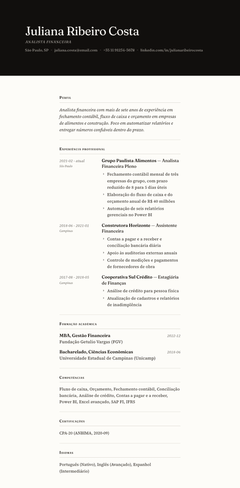 Modelo de currículo Broadsheet