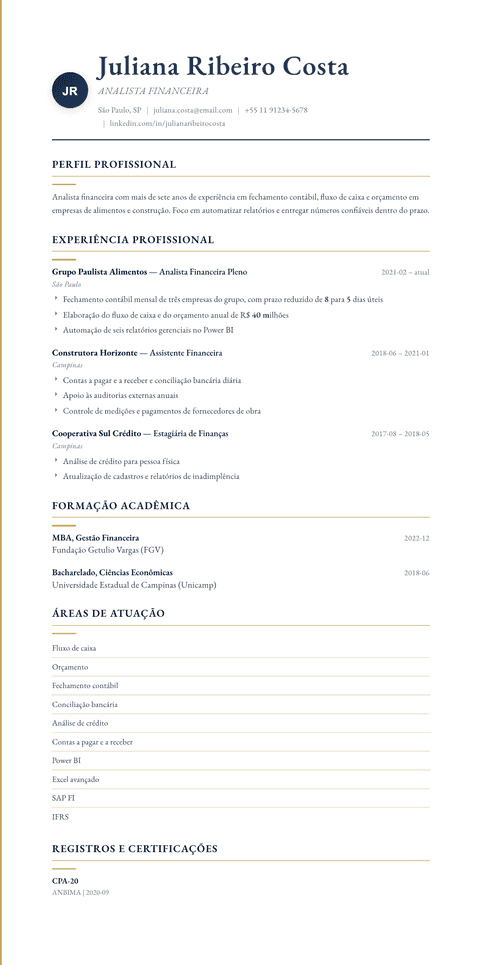 Modelo de currículo Folio