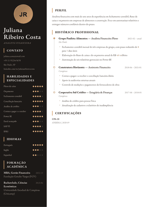 Modelo de currículo Heritage