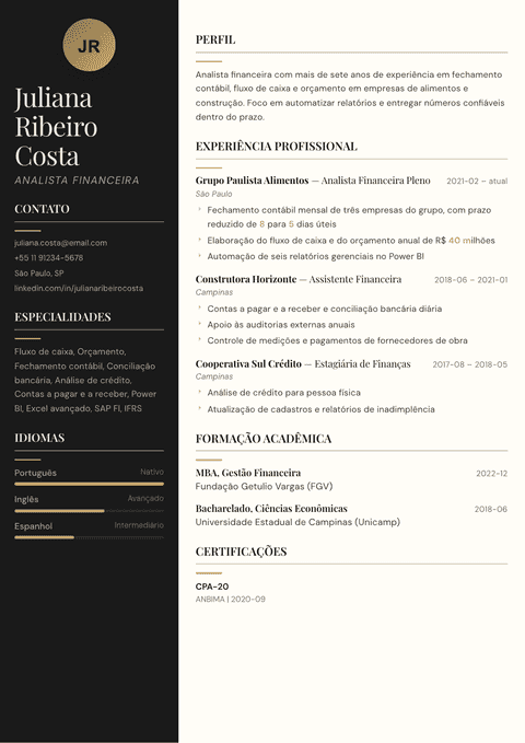 Modelo de currículo Obsidian
