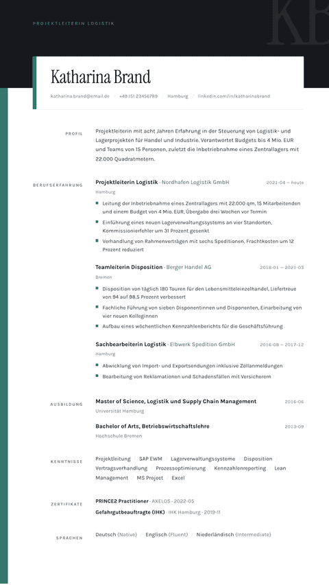 Lebenslauf Vorlage Quarto